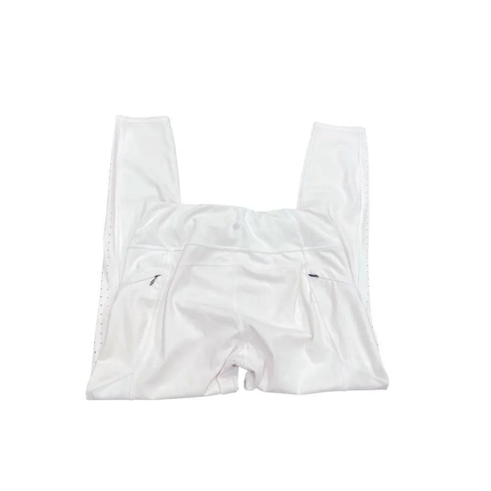 Athleta Contender Laser Cut 7/8 Tight White Legging Side Pockets Medium